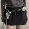 Gothic Cross Flower Tassel Waist Chain Vintage Silver Metal Belt Chain For Women Y2K Punk Skirt Pants Accessory