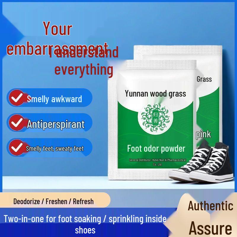 

Guishan Foot Odor Eliminating Powder: Antiperspirant Deodorant for Sweaty Feet and Odor Removal. 10 packs