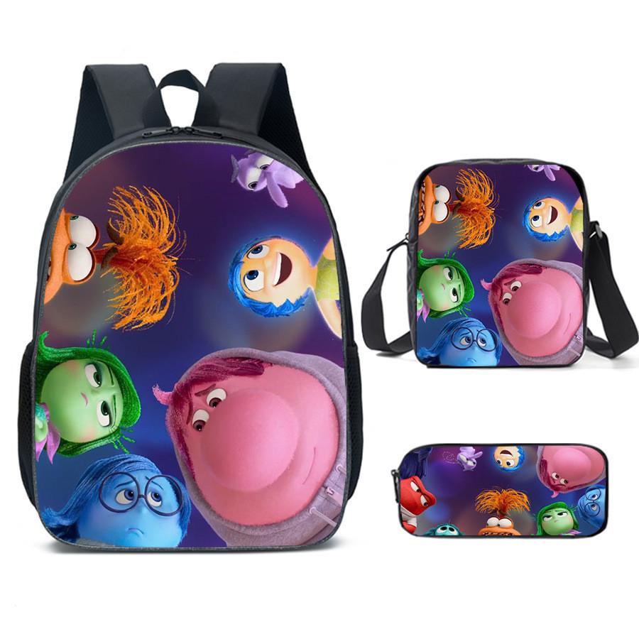 Brain Inside Out Characters Kids School Backpack Set For Elementary Students