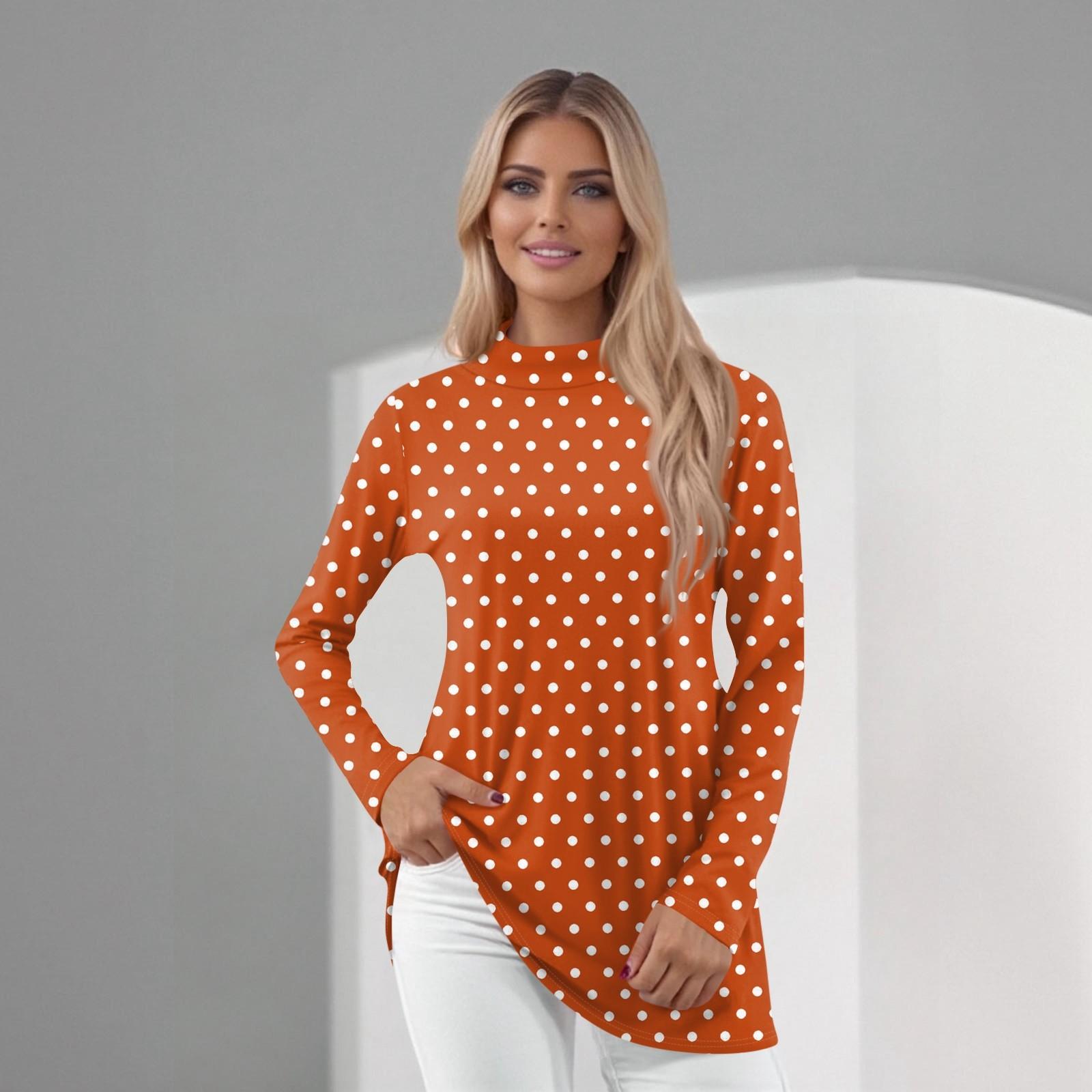 

Женский повседневный топ с длинным рукавом и средним воротником S оранжевый