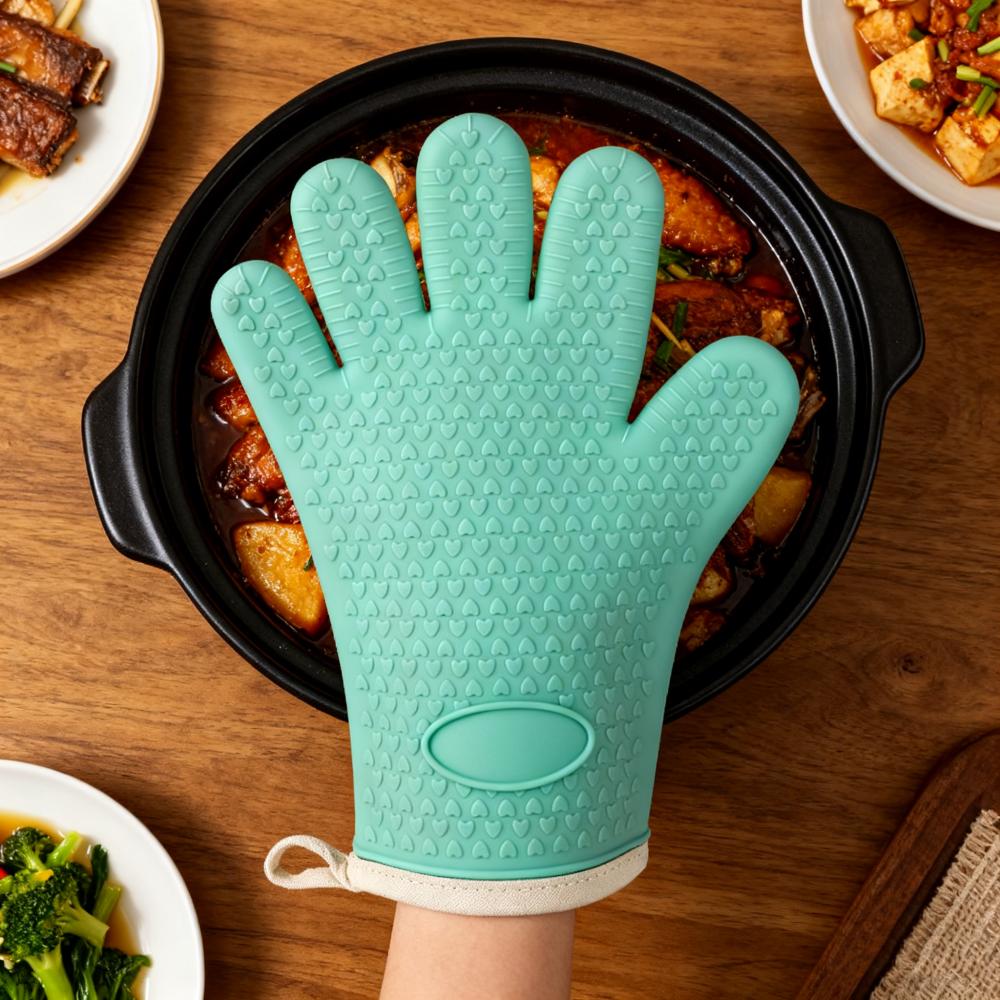 Silicone Anti-Scalding Gloves Microwave Oven Baking Special Heat Insulation Gloves Thickened High Temperature Kitchen Household