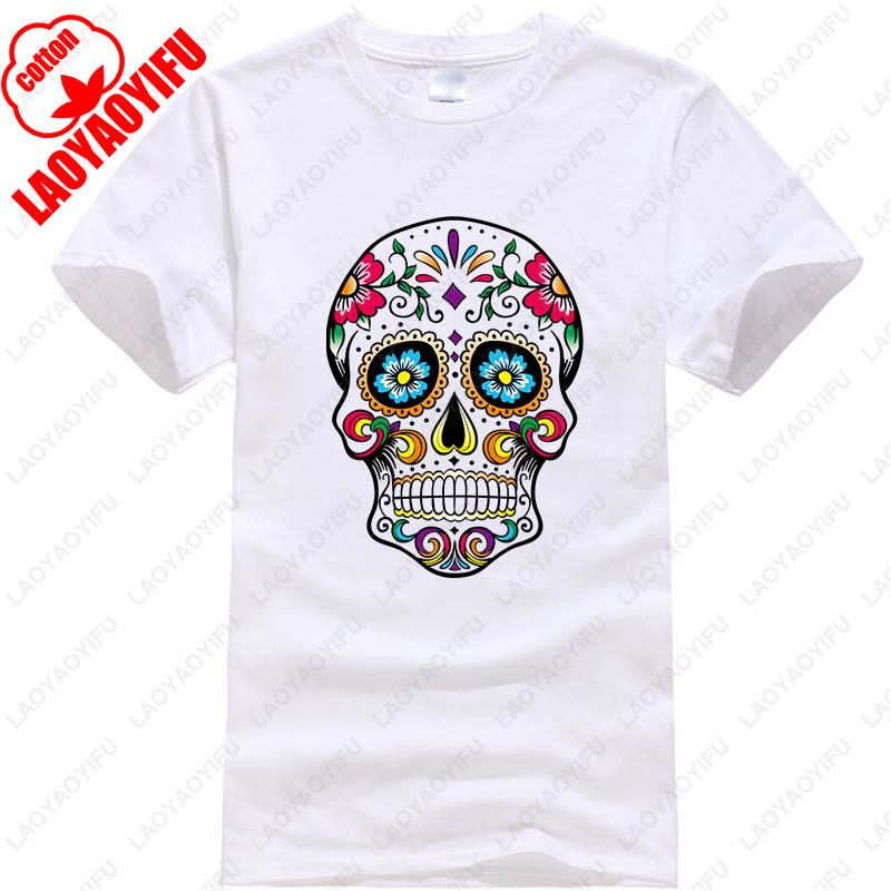 Mens Cotton Street Style TShirt Gothic Skull Graphic Print Summer 2025 Casual Tee Breathable Streetwear Classic Style Tee