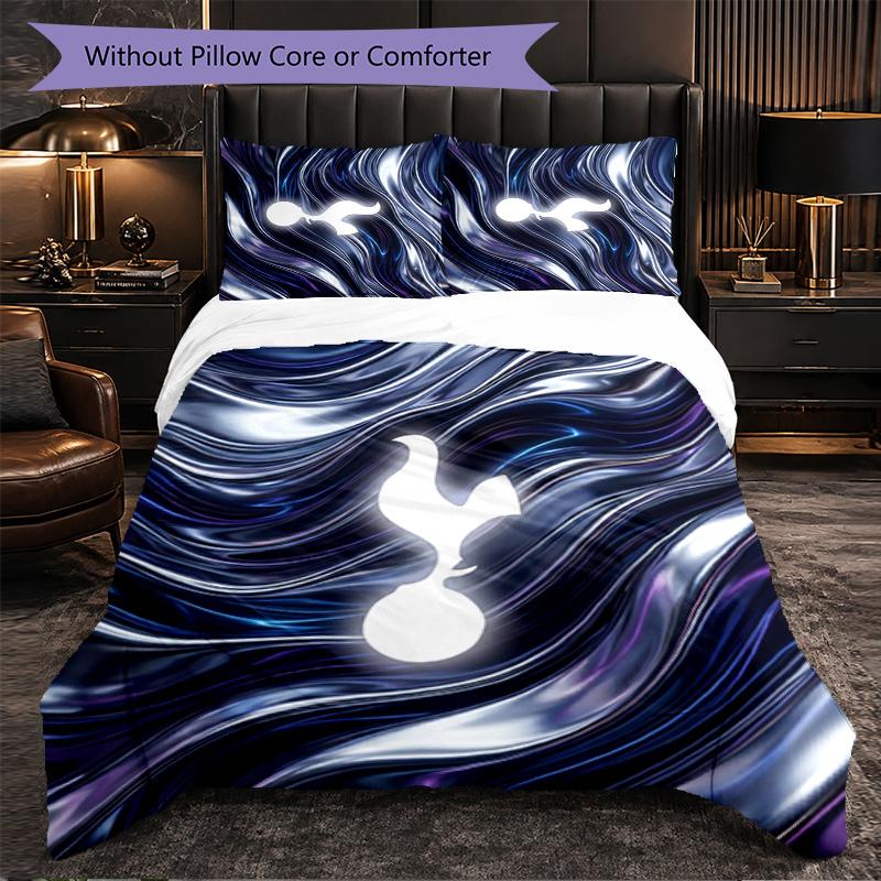 Tottenham Hotspur Pattern 3 Pieces Bedding Set Soft Microfiber Duvet Cover with Pillow Cases for Bedroom