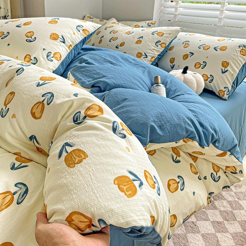 Idyllic Bedding Four-piece Set Skin-friendly Breathable Bed Sheet Quilt Cover Pillowcase