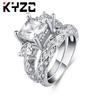 Women'S Ring Pattern Zircon Copper Couple Combination Ring