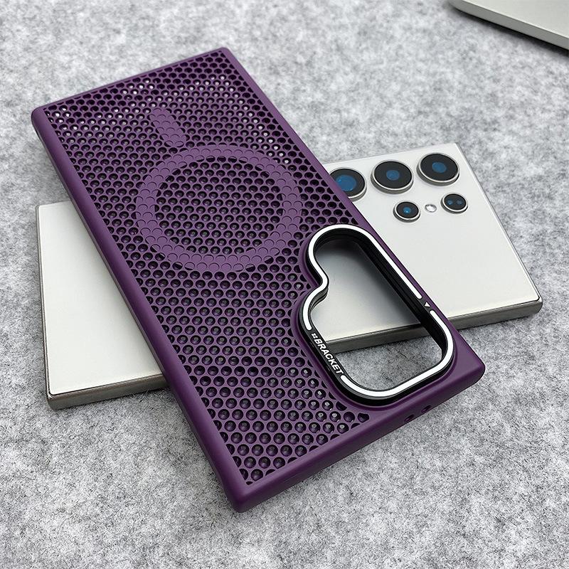 

Applicable to Samsung S25Ultra Honeycomb Cooling Breathable Magnetic Mobile Phone Case S24Plus Lens Holder S23 samsung s23 ultra