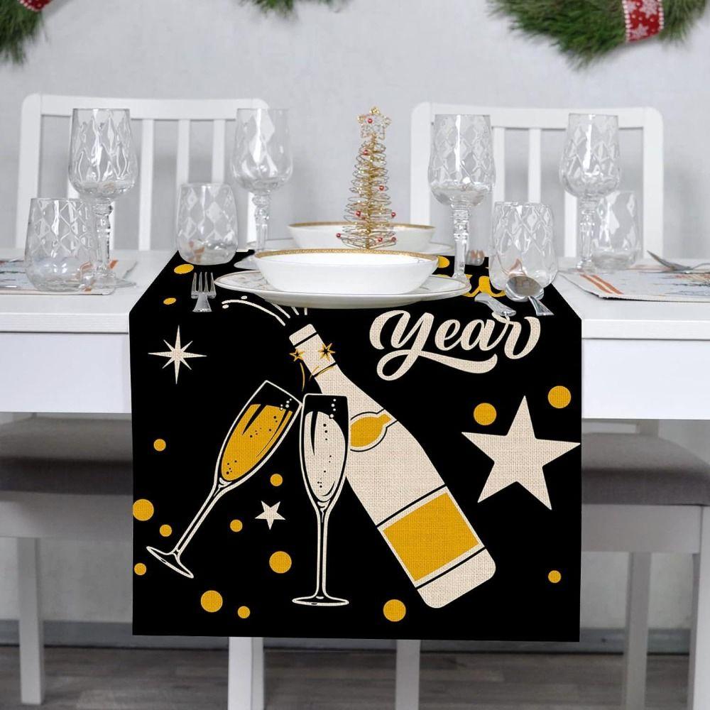 Fashion Chinese New Year Table Runner Wine Glass New Year New Year Tablecloth Table Decor Home Decor