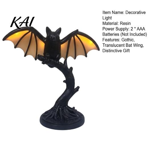 Dark Ambient Night Lights Gothic Bat Tree Branch Light, Resin Halloween Tabletop Decor Lamp Shaped Lamps with Warm Glow, Spooky Desk Ornament for Home