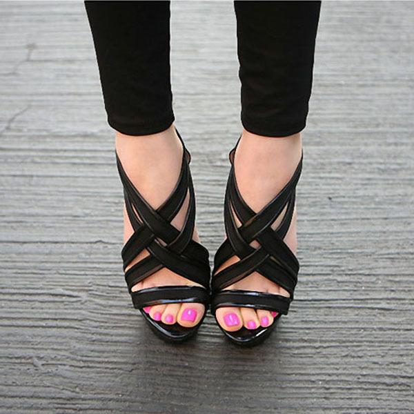

2025 высокие каблуки 15 см черные высокие каблуки-шпильки водонепроницаемые женские сандалии 46 чёрный