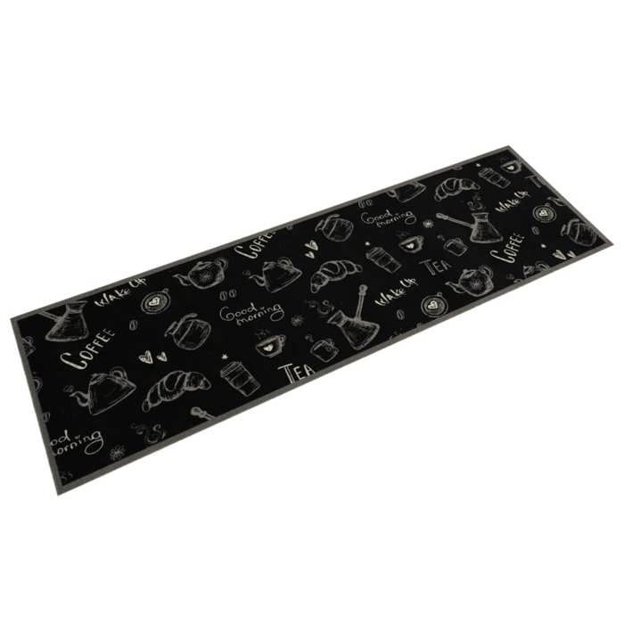 VidaXL Washable Kitchen Mat Printed Morning, Non-Slip Doormat, Floor Mat, Mat In Front of Sink, Modern, Black 4005584
