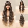 EASIHAIR Long Golden Blonde Ombre Wavy Synthetic Wigs for Women Cute Natural Hair Wigs with Bangs Heat Resistant Wigs Cosplay