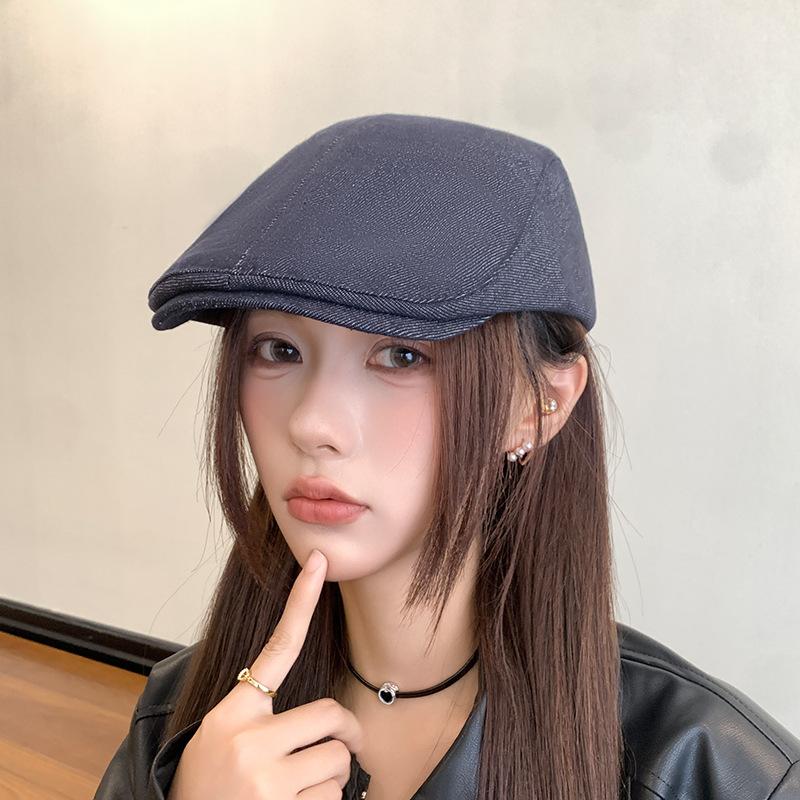 American retro-style women's autumn and winter plain solid color versatile beret, duckbill cap, newsboy cap, artist hat