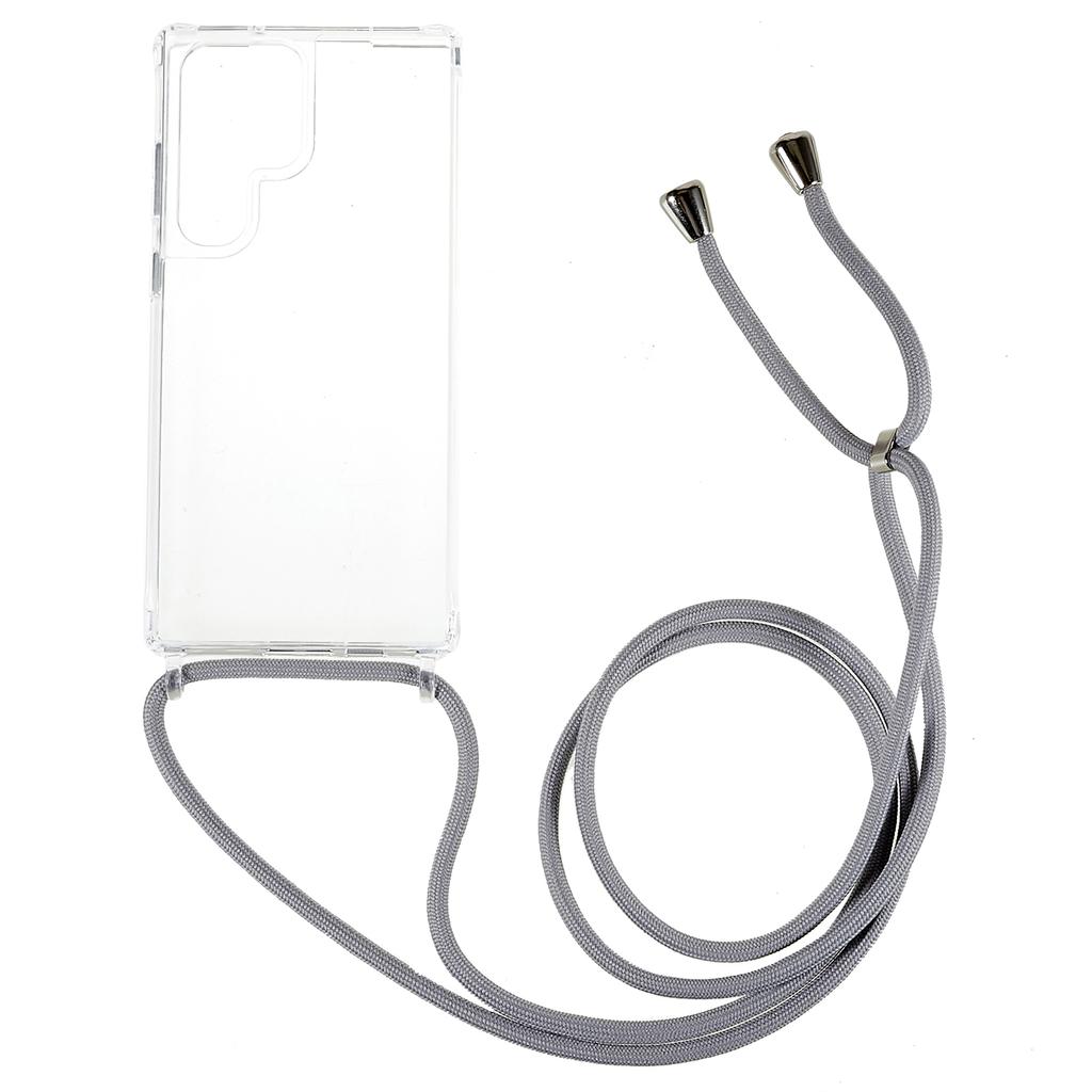 Für Samsung Galaxy S23 Ultra TPU+Acryl Handy Sturzsichere Hülle Transparent Kratzfeste Hülle mit Langem Umhängeband