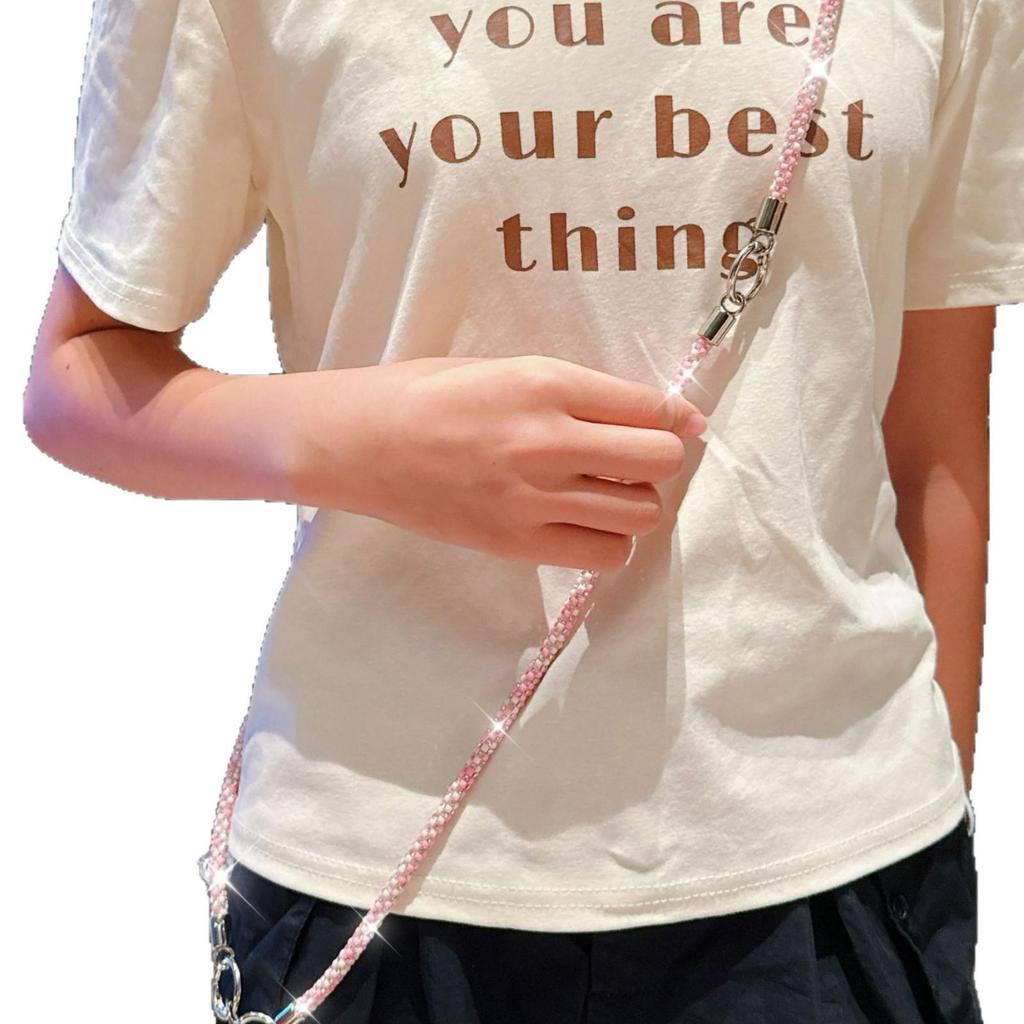 Buntes Strass Multifunktionales Telefon- und Ausweis-Lanyard mit Anti-Verlust Crossbody-Kette