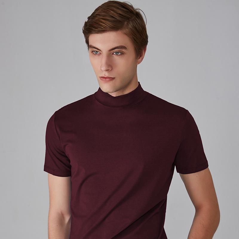 Herr Slim Fit Modal Höghals Merceriserad Bomulls T-shirt