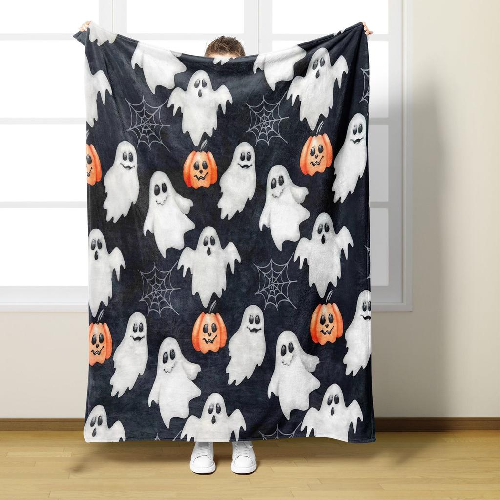 Halloween Ghosts Digitalprinted Polyester Bedroom Velvet Flannel Soft Sofa Cover Blanket Fleece Soft Sofa Cover Blankets