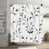 Modern Black White Floral Bath Shower Curtain Perfect for Any Bathroom Decor