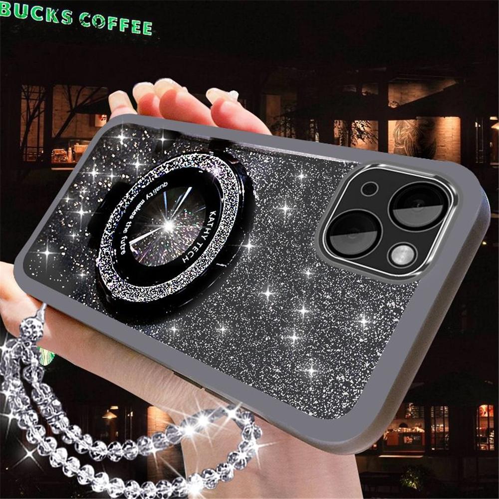 Glitter Crystal Bracelet Phone Holder Case For Samsung S25 S24 S23 S22 Ultra S21 Plus S20 FE Note 20 Soft Silicone Bracket Cover