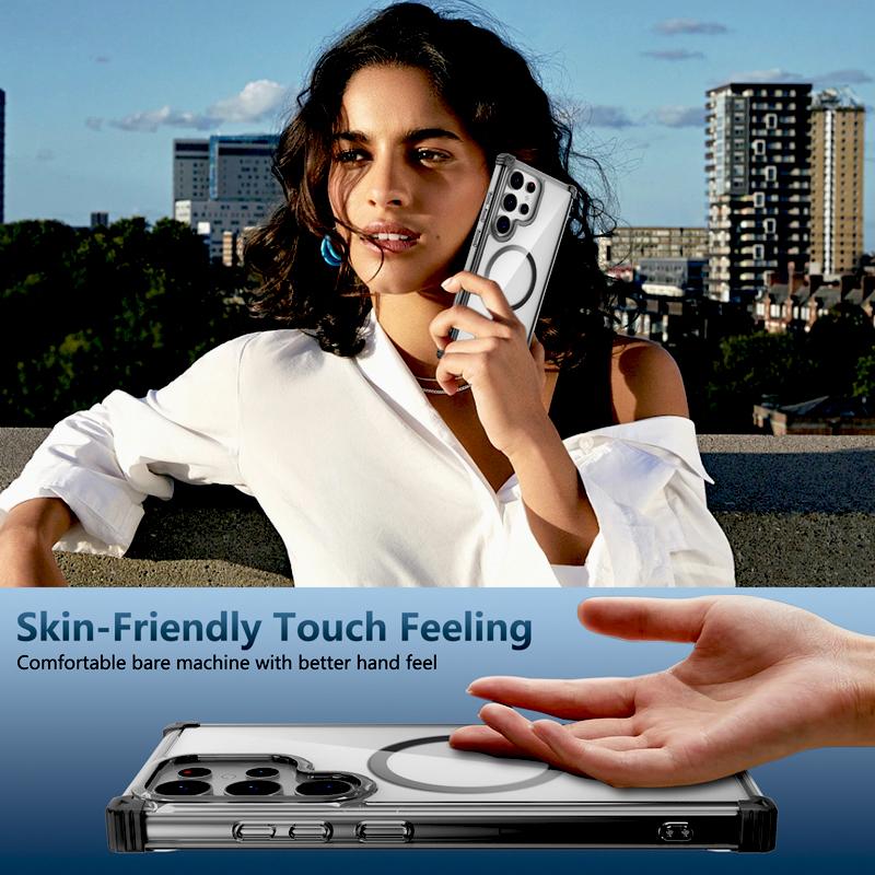 Luxury Shockproof Armor Transparent Case For Samsung Galaxy S26 S25 Ultra Plus S24 S23 S22 Note 20 For Magsafe Charge Full Cover