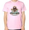 Faultier Teetasse T-Shirt Niedlich Entzückend Blumen Tierprint Unisex Süßes Oberteil Lustig