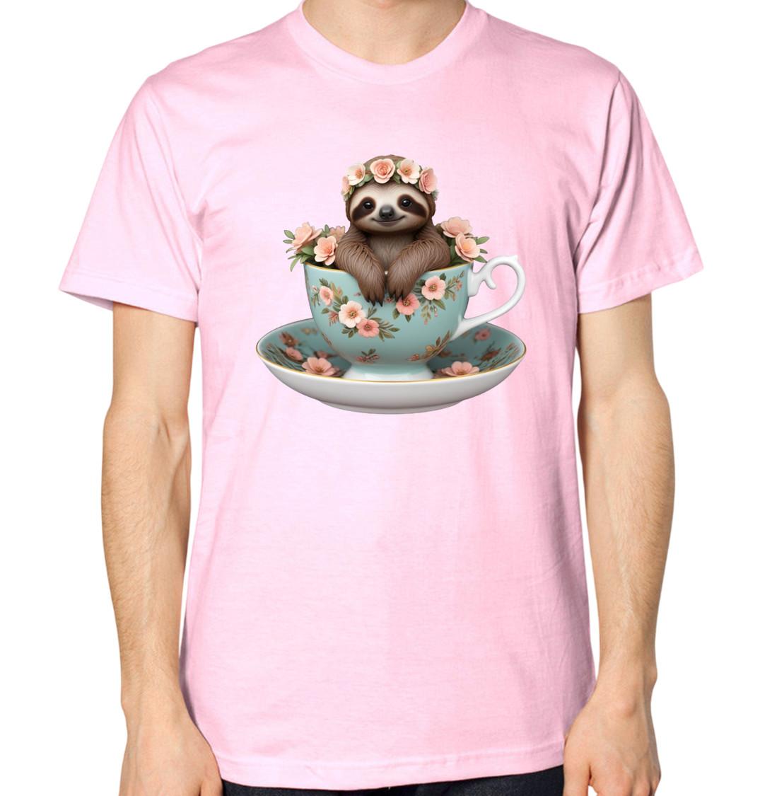 

Sloth Tea Cup T-Shirt Cute Adorable Flowers Animal Print Unisex Sweet Top Funny 5XL різнокольоровий