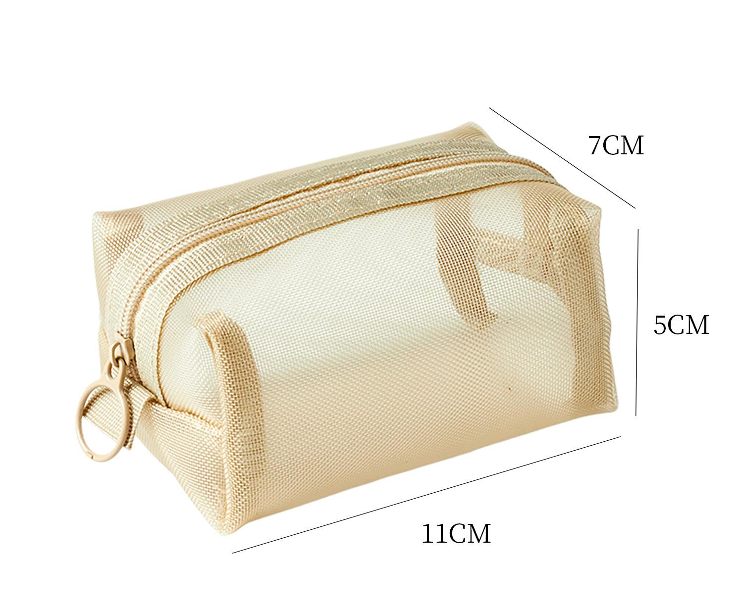 

Portable Mini Clear Zipper Storage Bags Travel Square Nylon Mesh Coin Purse Large Capacity Key Earphone Organizer Pouch Card Bag бежевий