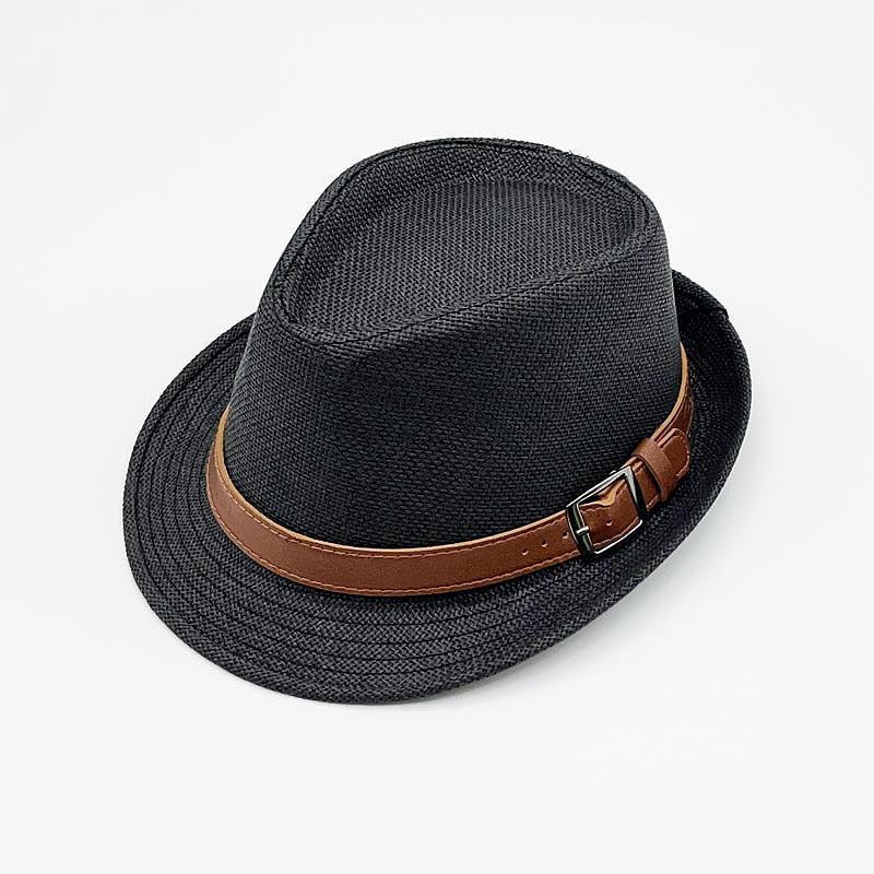 Solid Straw Top Hat Unisex Curled British Cowboy Jazz Hat Vintage Party Beach Sun Hat