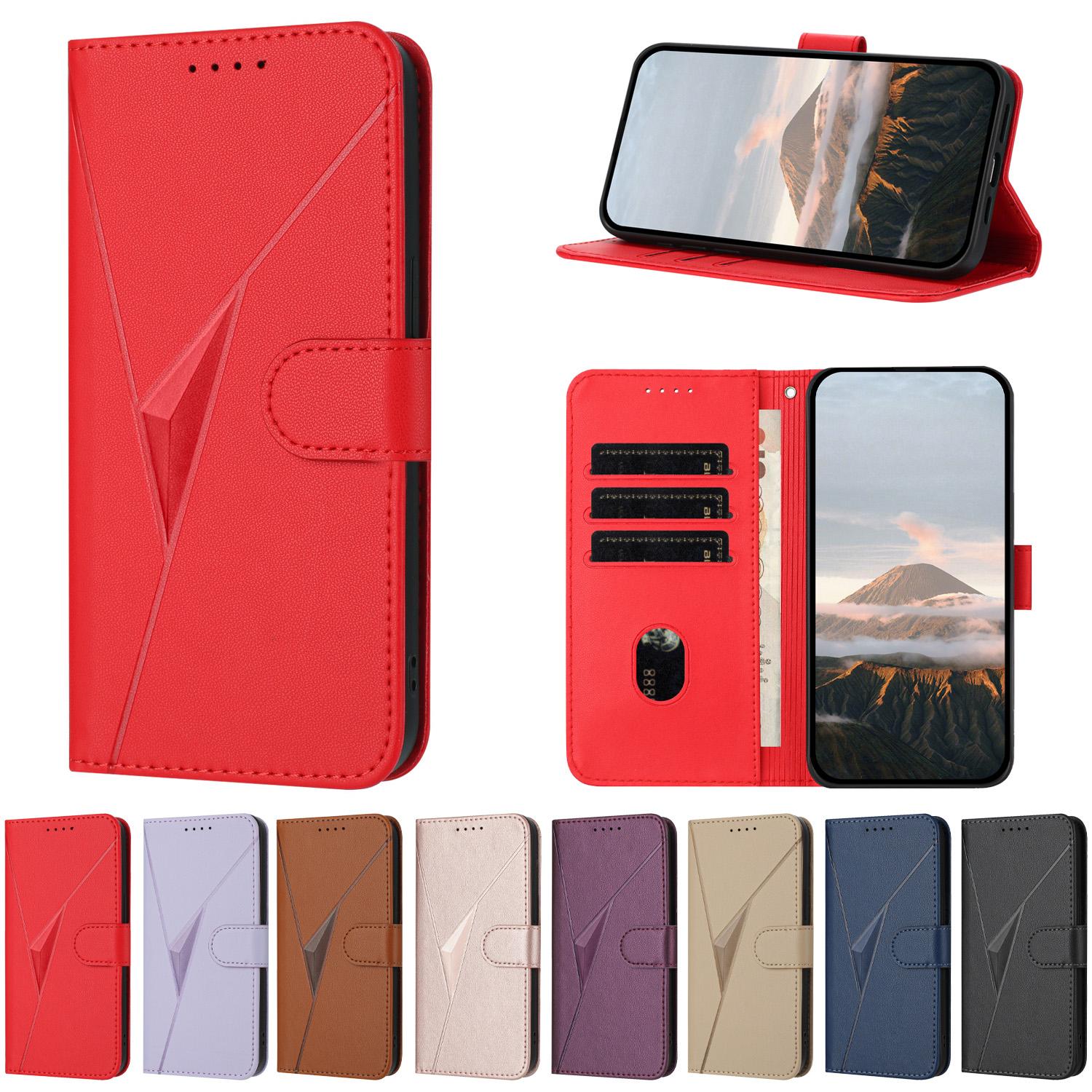 

For iPhone 17 Pro Case Triangle Imprint Leather Phone Cover with Lanyard Coffee