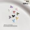 50Pcs Mixed 3D Ribbon Bowknot Candy Color Girl Nail Art Diy Nails Accessories Decoration Charms