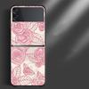 Phone Case For Samsung Galaxy Z Flip3 5g Back Cases For Samsung Z Flip Capa Black Shell Fundas Rose Pink Purple Bling Pattern