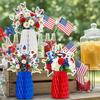 3Pcs Honeycomb Ball Ornament Decorative Hanging Balls USA Themed Indoor Outdoor Festive Atmosphere Holiday Party