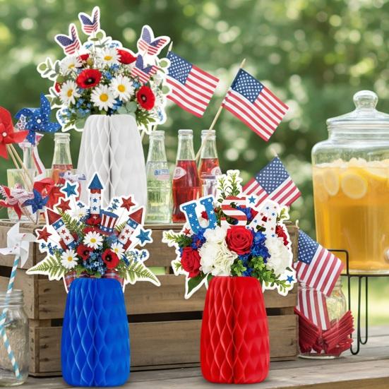 3Pcs Honeycomb Ball Ornament Decorative Hanging Balls USA Themed Indoor Outdoor Festive Atmosphere Holiday Party
