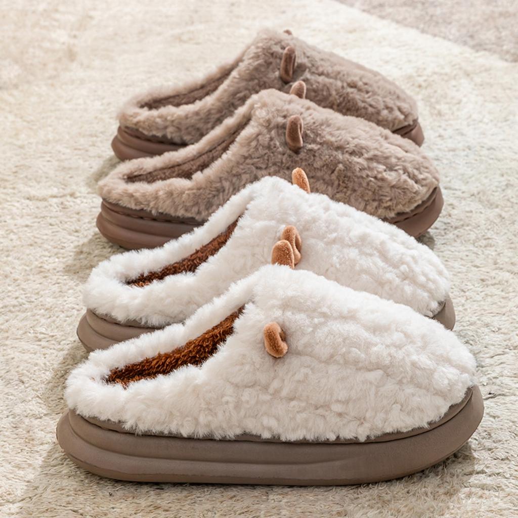 Pantofole di Cotone da Donna per Autunno e Inverno, Scarpe di Cotone da Coppia per Uomo, Spesse, Calde, Antiscivolo, Scarpe di Peluche da Casa