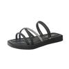 Two wearing sandals, women's 2025 summer new muffin thick-soled one-word drag leather beach shoes