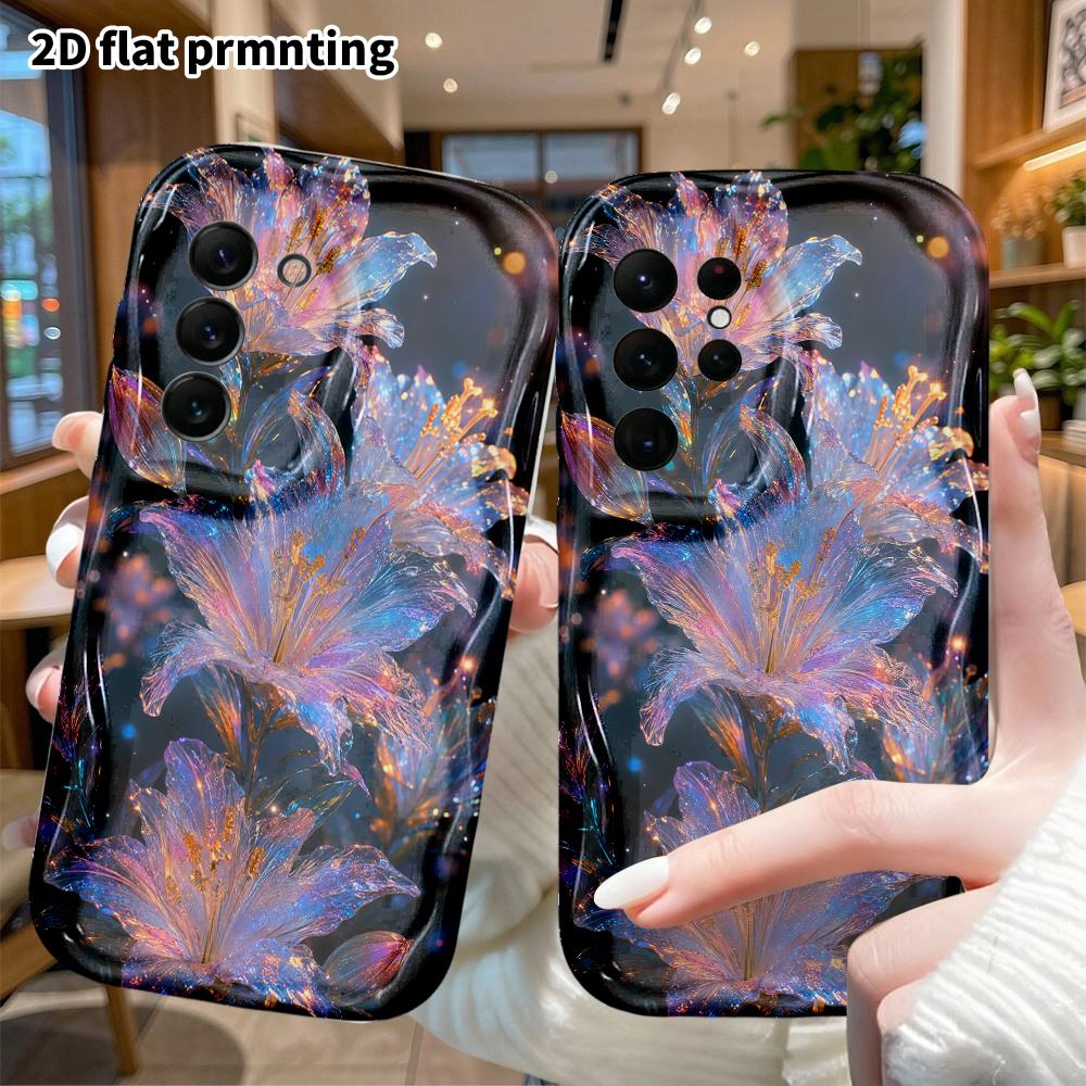 Phone Case: 2D Flat Samsung Galaxy A34 A35 M05 M06 S20 S22 S21 FE Plus 5G Protective Case, Crystal Lily, Christmas and Halloween Gifts