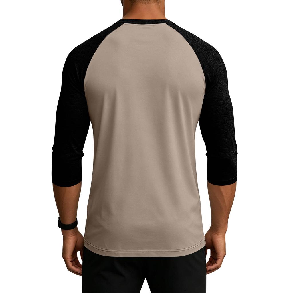 Men's Raglan Sleeve Baseball Shirt Three Quarter Sleeve Casual Lightweight Soft Fabric Top for Daily Wear