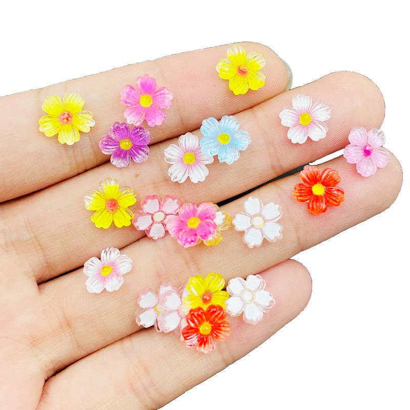 50 Pcs New Cute Mini Kawaii Mixed Color Floret Flat Back Resin Scrapbook Diy Party Manicure Hairpin Accessories Craft A44