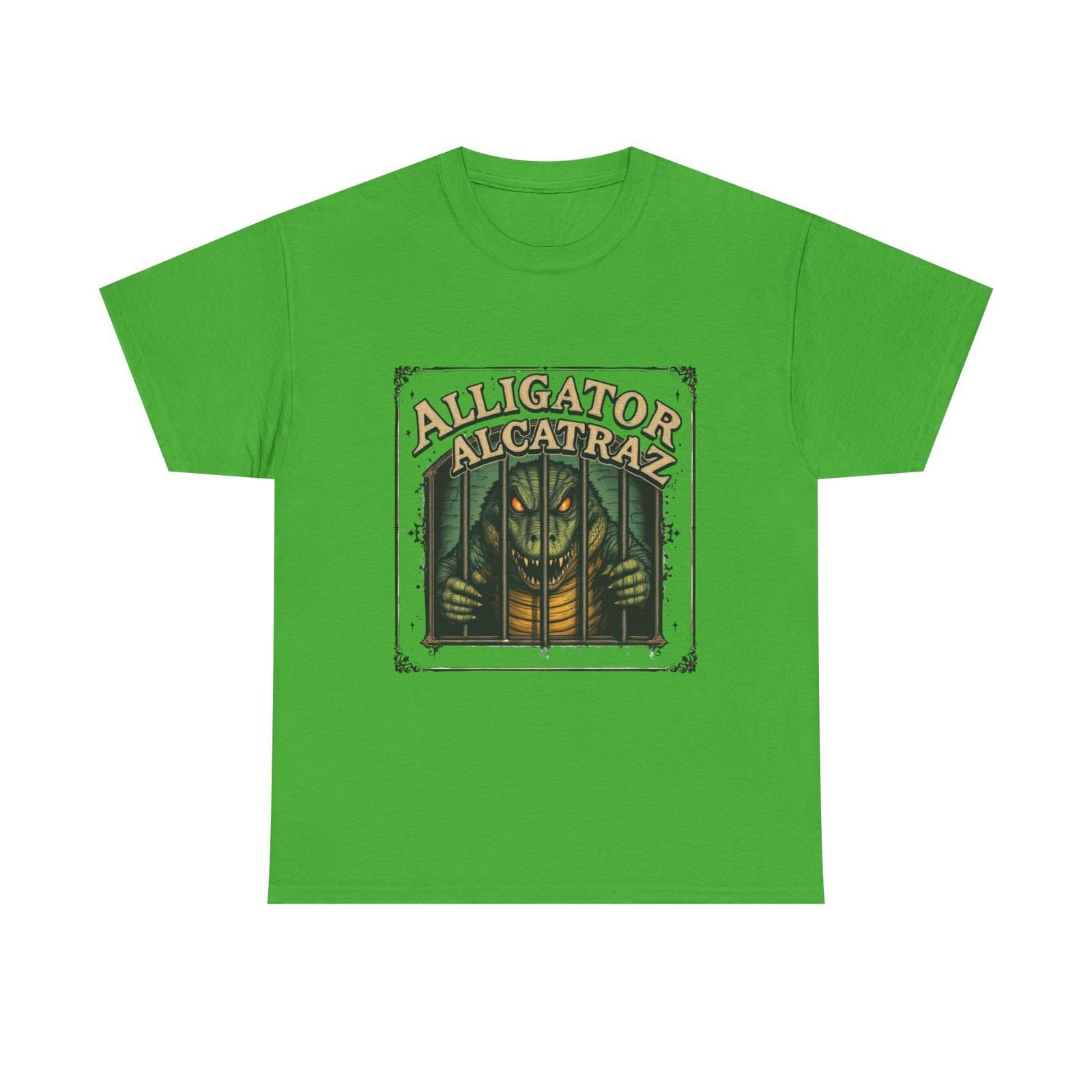 Alligator Alcatraz Tee, Fun Graphic T-Shirt Unique Animal Apparel, Florida Shirt S