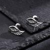 Stainless Steel Jewelry Vintage Devil Wing Man Earrings Angel Wing Feather Stud Gothic Dad Boyfriend Valentine's Day Gift