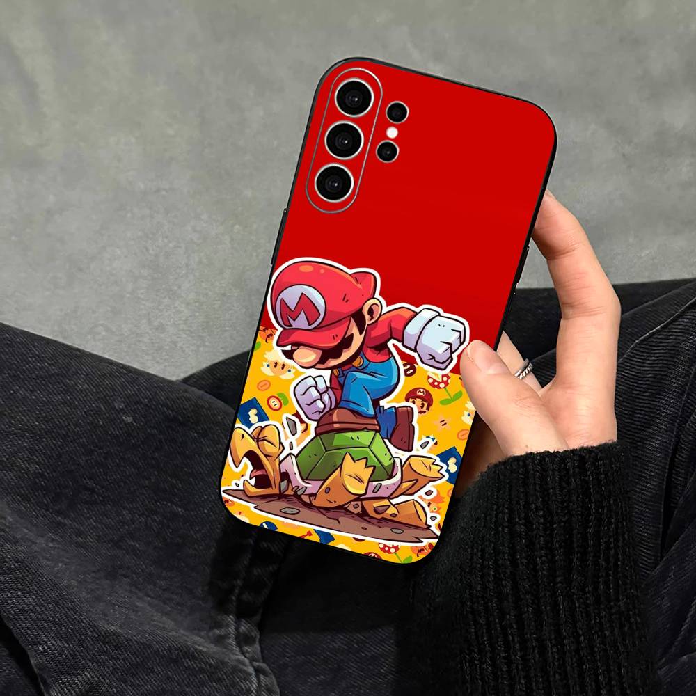 Cartoon S-Super M-MarioS Bros Phone Case For Samsung S25,S24,S21,S22,S23,S30,Ultra,S20,Plus,Fe,Note,10,9,5G Black Cover
