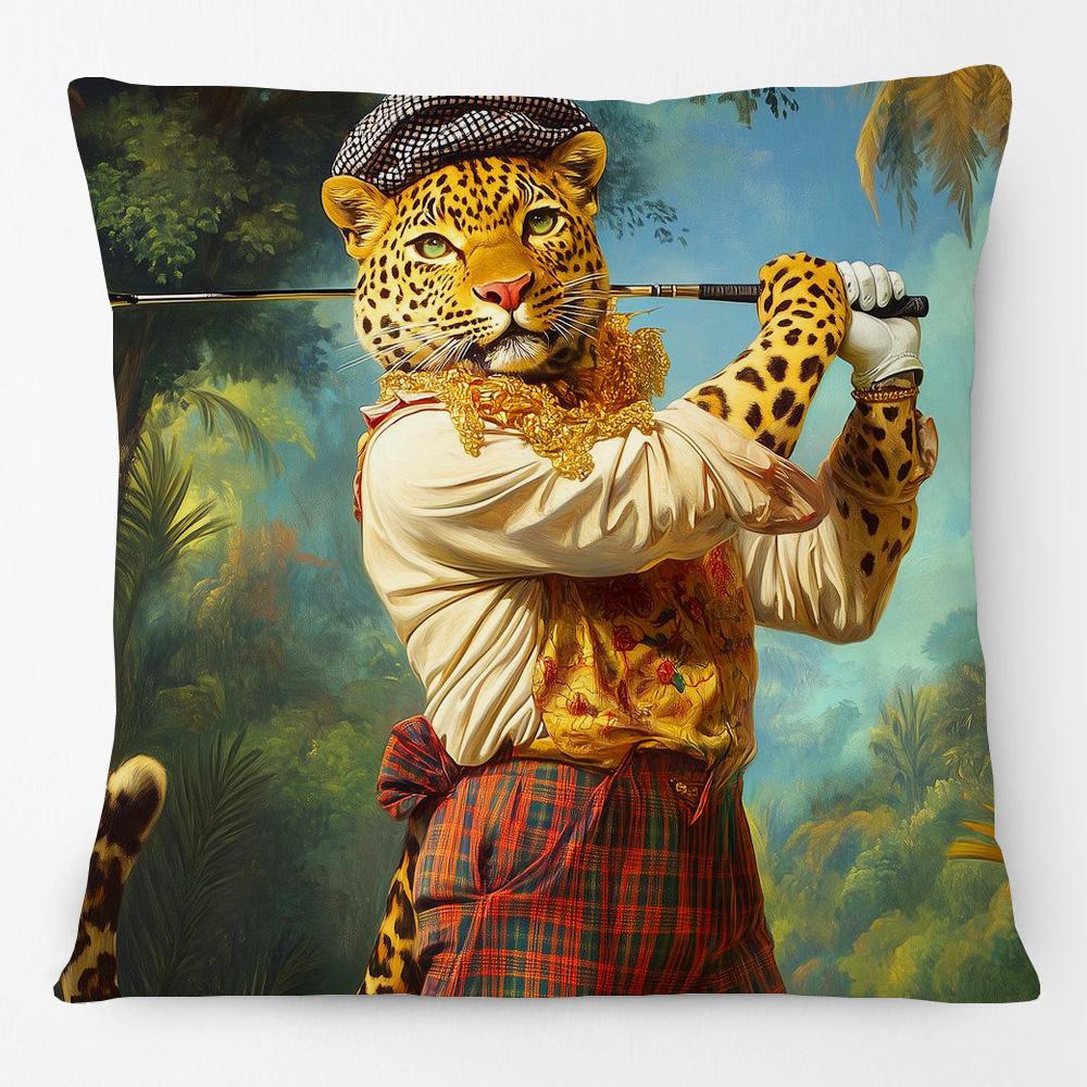 European Retro Vintage Royal Animals Portraits Leopard Panther Dog Cat Cushion Covers Sofa Pillowcase
