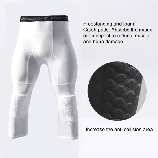 Capri Kompressionshose mit Knieschützern Wabenpolsterung 45720 Länge Nicht schweißtreibend Hochelastisch Großer Schutz Atmungsaktiv Jugend Jungen Basketball