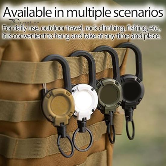 Portable Retractable Keychain Carabiner Badge Holder Strong Load-bearing Compact Size Portable Telescopic Keychain Clip Camping Accessories