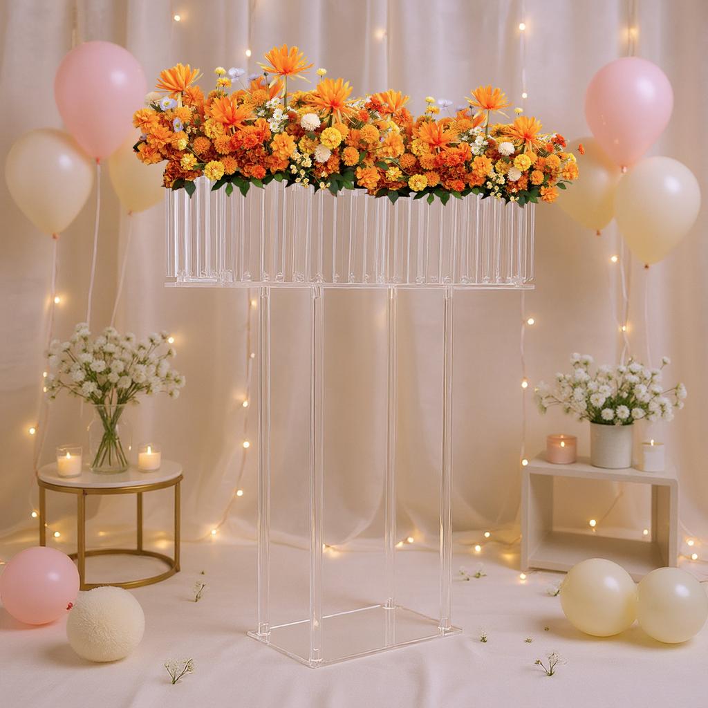 Clear Acrylic Flower Display Stand for Wedding & Home Decor, 5kg Capacity, Elegant Centerpiece for Bouquets, Vases and Event