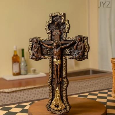 Święta Rzeźba Drewniane Rękodzieło Zaopatrzenie Kościoła Prawosławnego do Sztuki Ściennej Wisząca na Ścianie Krucyfiks Statua Madonny