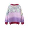 Sequins Flowers Loose Hand Knitted Women Pullover Sweaters Autumn Winter New In V-neck Colour Stripe Jumper Top C-263