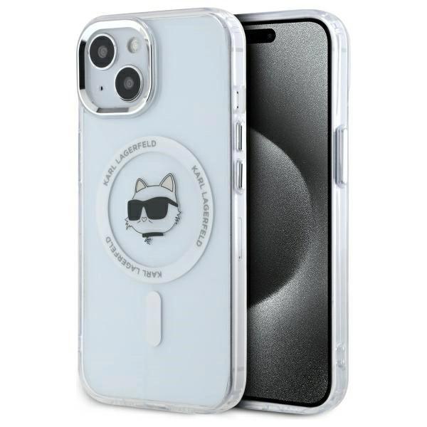 Karl Lagerfeld Klhmp15Shlschh Iphone 15  6.1 Biały/White Hardcase Iml Metal Choupette Head Magsafe