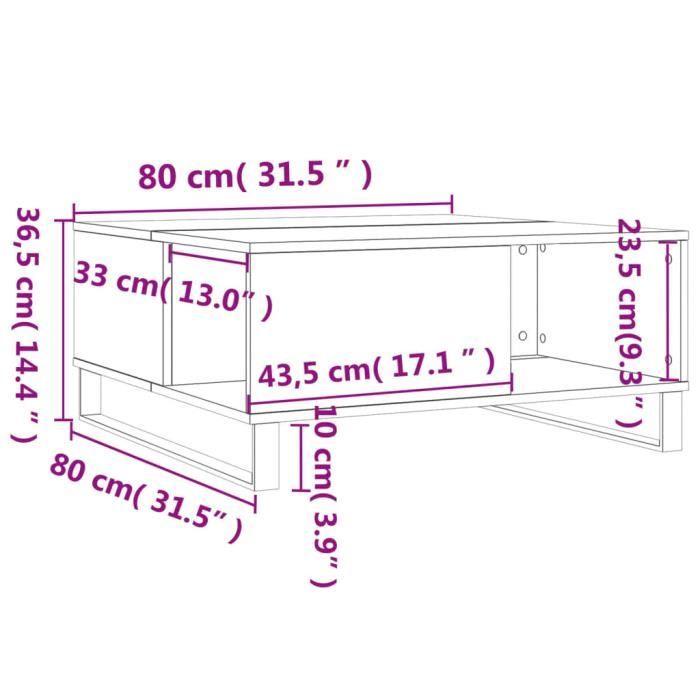 VidaXL Table basse chêne marron 80x80x36,5 cm bois d'ingénierie 830795