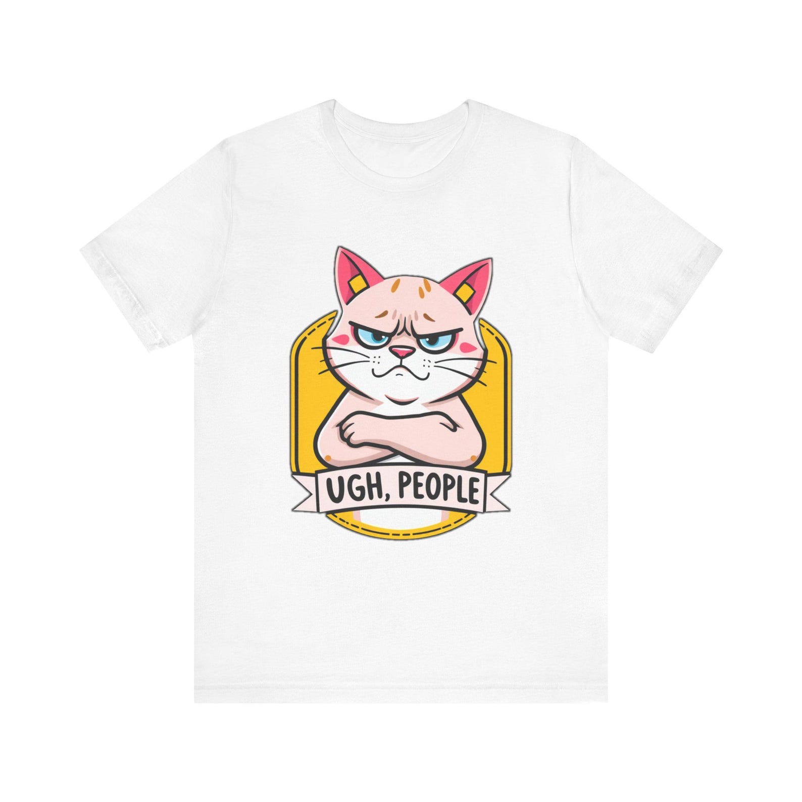 Grumpy Cartoon Cat Crossed Funny T-Shirt, Funny Humor Tee, Funny Gift S