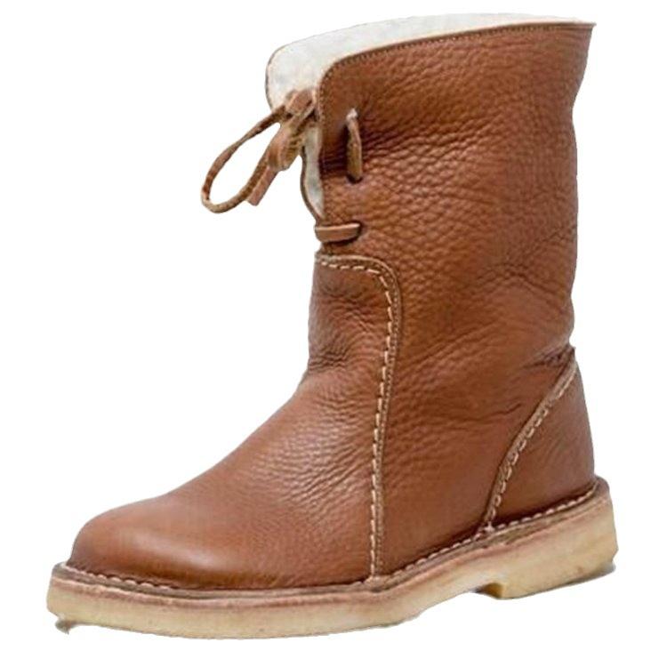 Snow boots winter European and American 43 versatile medium boots women's shoes large cotton Martin boots